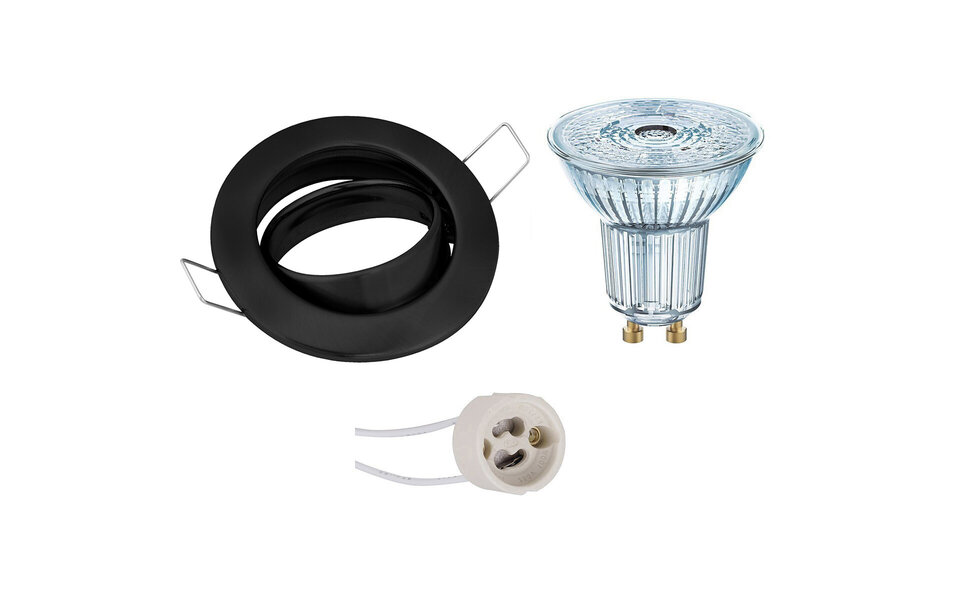HLW LED 4W LED Spot Set - Tiltable Dimmable Round Recessed Spotlight Matte Black, Natural White