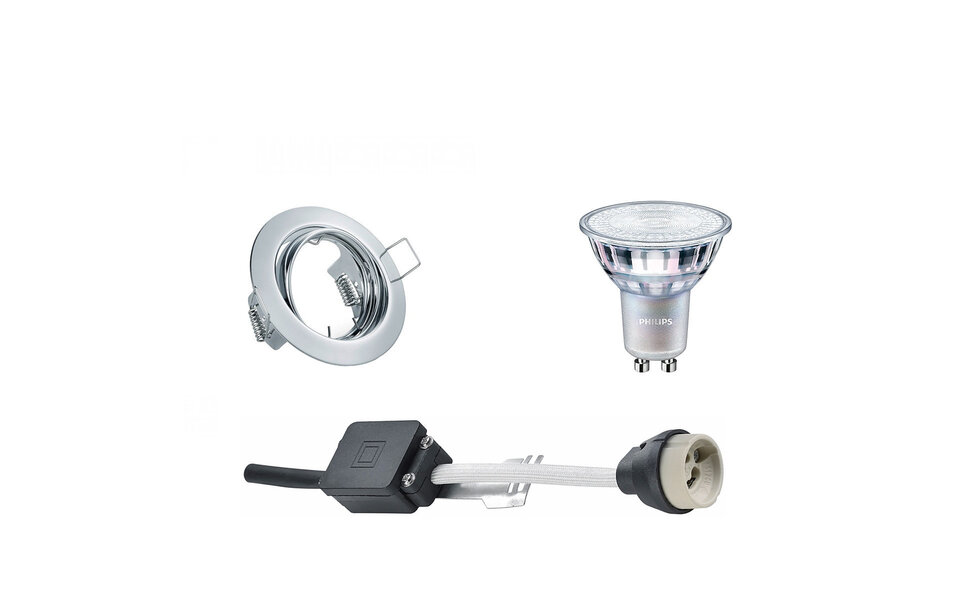 HLW LED LED Spot Set 9W GU10 - Kantelbare Dimbare Ronde Inbouwspot Chroom & Wit