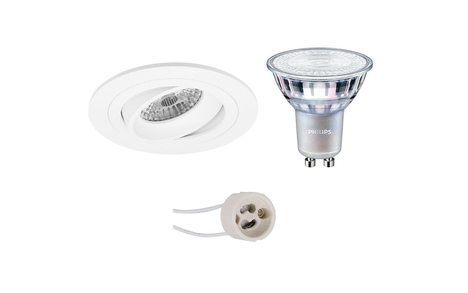 HLW LED LED Spot Set - Tiltable Round White Recessed Spotlight 9W LED Dimmable