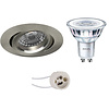Dimbare kantelbare LED inbouwspot 4W mat nikkel 3000K GU10 Dimbare kantelbare LED inbouwspot 4W mat nikkel 3000K GU10