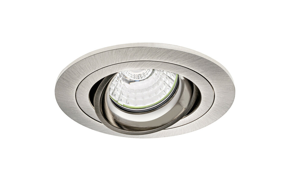 HLW LED LED Spot Set 3.5W - Tiltable Round White Recessed Spotlight Matt Nickel Ø92mm