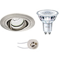 6W LED Spot Set - Kantelbare Ronde Inbouwspot met GU10, Mat Nikkel, Witte Spot