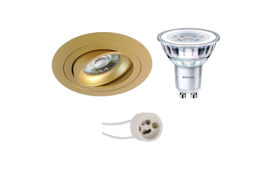 HLW LED LED Spot Set 4W - Tiltable Round Recessed Spotlight Matte Gold - Dimmable Spotlight