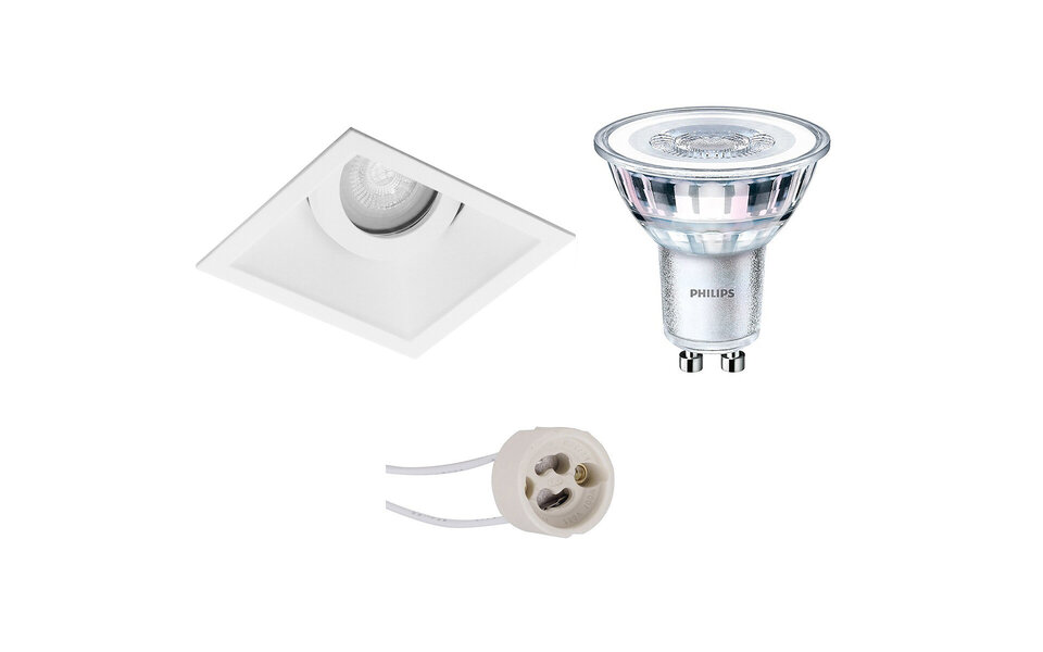 HLW LED LED Spot Set - 4W Dimmable Square Tiltable Recessed Spotlight Matte White HLW LED LED Spot Set - 4W Dimmable Square Tiltable Recessed Spotlight Matte White