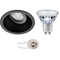 Mat Zwarte Kantelbare LED Spot Set 7W - Ronde Dimbare Inbouwspot GU10