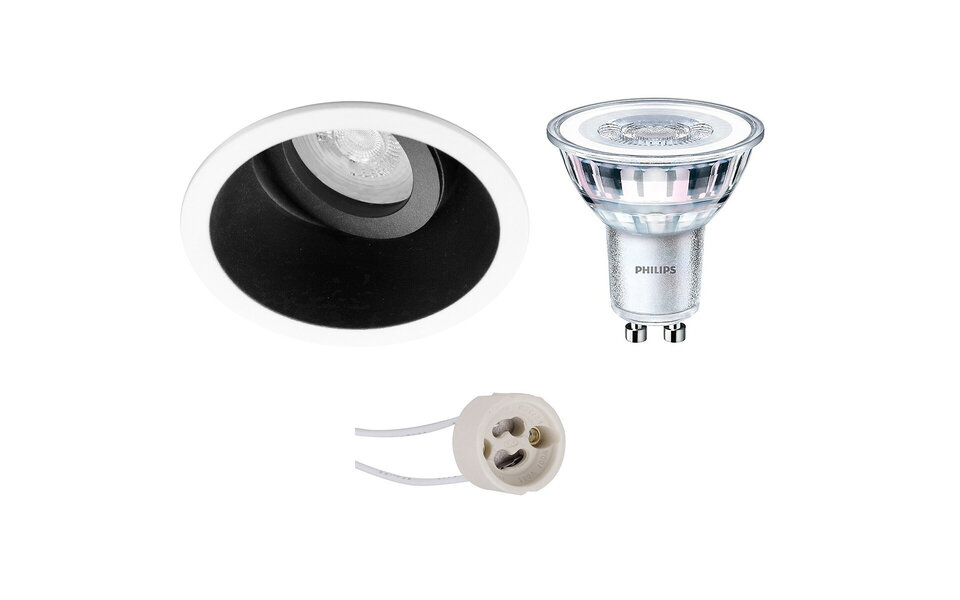 HLW LED LED Spotlight Set 5W - Tiltable Round Recessed Spotlight Black/White - GU10 LED bulb HLW LED LED Spotlight Set 5W - Tiltable Round Recessed Spotlight Black/White - GU10 LED bulb