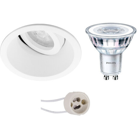 LED Spot Set - 6W LED Kantelbare Ronde Inbouwspot - Mat Wit Witte Spot