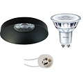 Dimbare 3W LED Spot Set - Mat Zwart Ronde Inbouwspot Ø82mm - Natuurlijk Wit 4000K