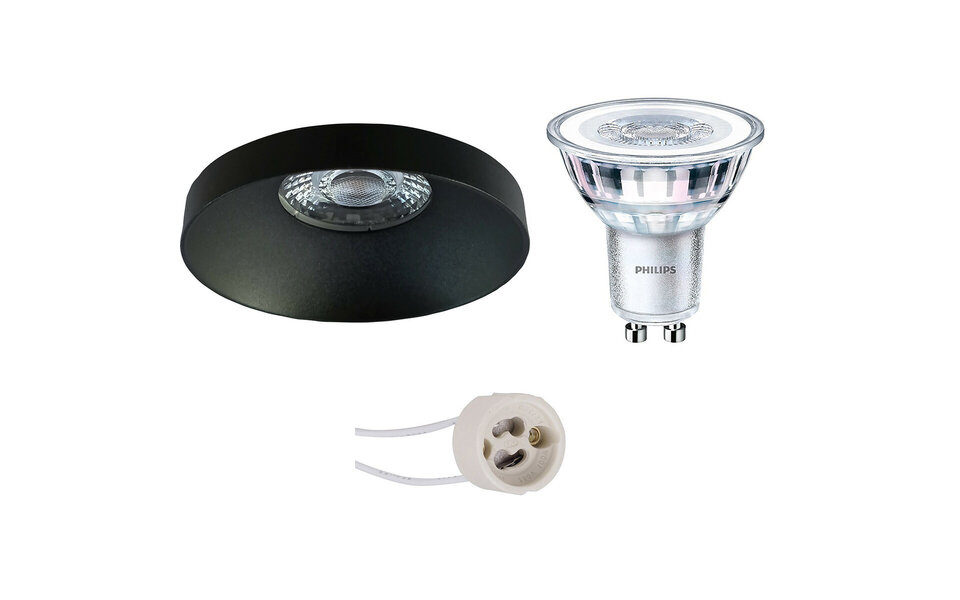 HLW LED LED Spot Set - 4W Dimbare Ronde Inbouwspot Mat Zwart - Natuurlijk Wit