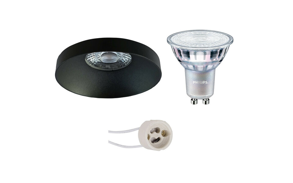 HLW LED Dimbare LED Spot Set - Mat Zwart, Ronde Inbouwspot 9W LED GU10 Spot