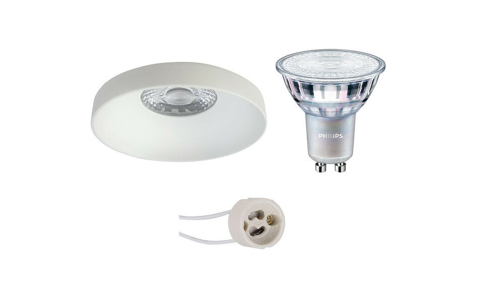 HLW LED LED Spot Set - Dimmable Round Recessed Spotlight Matt White 9W LED Lamp GU10