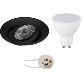 LED Inbouwspot Set 6W GU10 Dimbaar Kantelbaar Mat Zwart LED Inbouwspot Set 6W GU10 Dimbaar Kantelbaar Mat Zwart