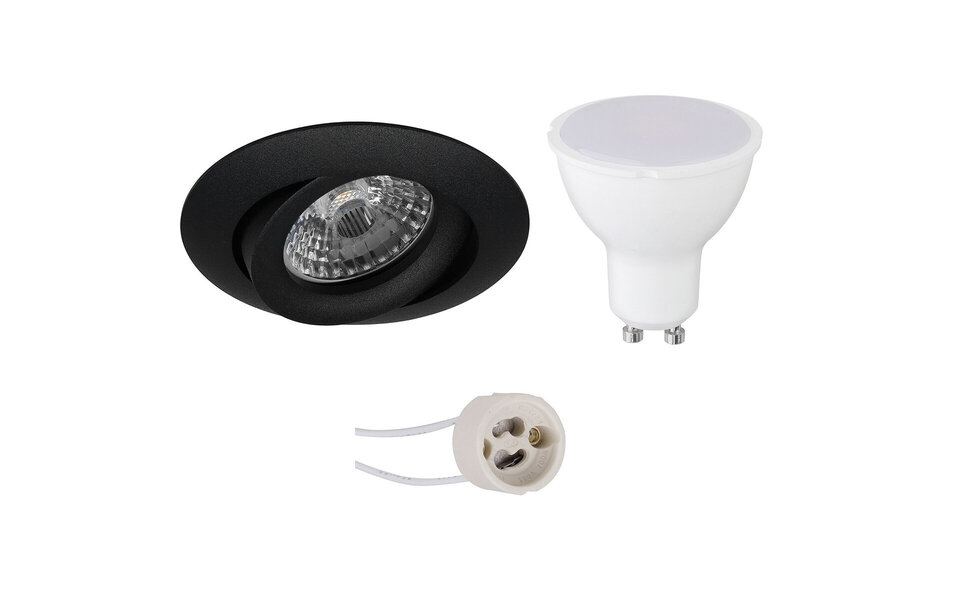 HLW LED Pragmi Uranio Pro 6W LED Spot Set - Round, Tiltable Recessed Spotlight Matte Black