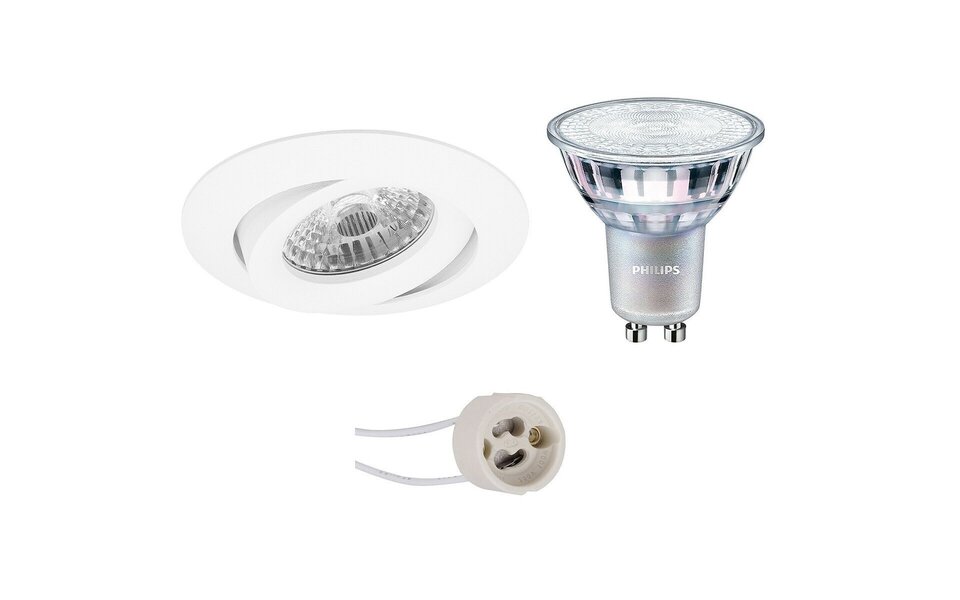 HLW LED LED Spot Set - Tiltable Dimmable Round Recessed Spot 9W LED Matte White GU10 HLW LED LED Spot Set - Tiltable Dimmable Round Recessed Spot 9W LED Matte White GU10