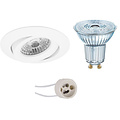 LED Spot Set 4W - Dimmable, Tiltable Round Recessed Spotlight Matt White | LEDVANCE PAR16