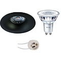 LED Spot Set 3W Dimmable - Matte Black Recessed Spot Ø82mm - Warm White