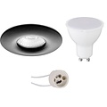 Pragmi Luno Pro 6W LED Spot - Dimbare Ronde Inbouwspot Mat Zwart, IP65 Waterdicht