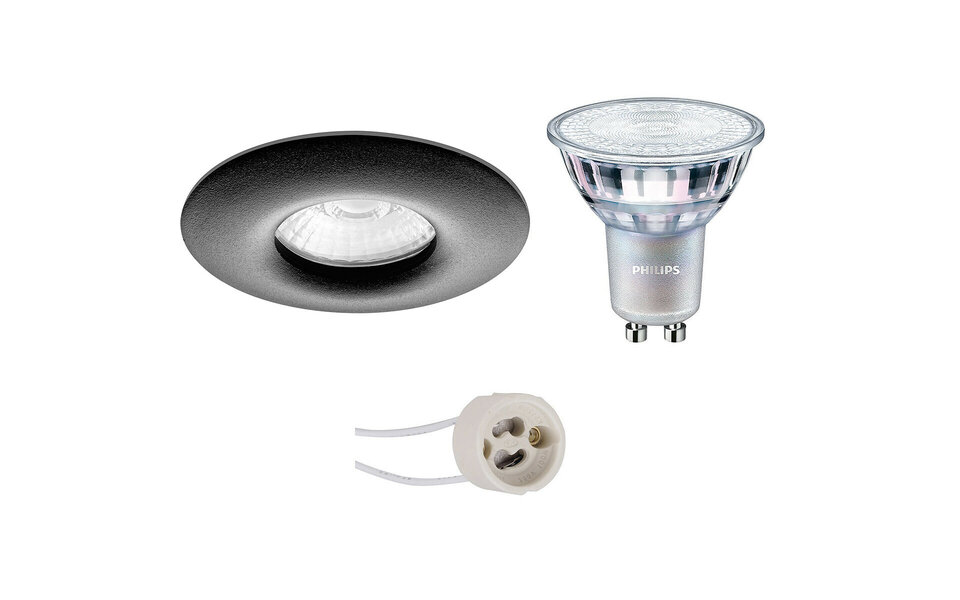 HLW LED 7W LED Spot Set - Waterdichte Mat Zwarte Ronde Inbouwspot IP65, Dimbaar, GU10 HLW LED 7W LED Spot Set - Waterdichte Mat Zwarte Ronde Inbouwspot IP65, Dimbaar, GU10