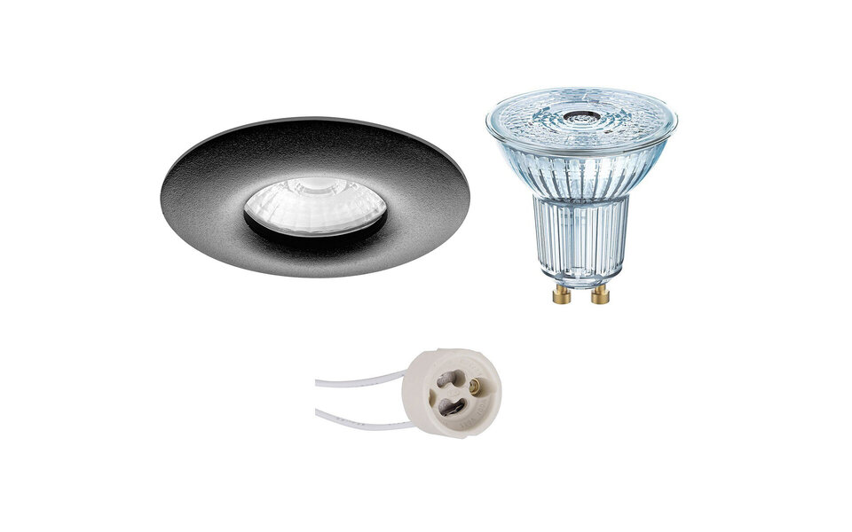 HLW LED LED Spot Set - Dimmable Round Recessed Spotlight IP65 - Matte Black 4W LED Spot