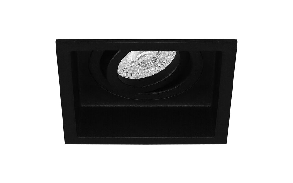 HLW LED LED Spot Set 6W - Dimbare Vierkante Inbouwspot Mat Zwart - Kantelbare LED Lamp