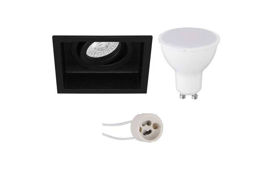 HLW LED Dimmable 6W LED Spot Set - Tiltable Square Recessed Spot Light Matte Black HLW LED Dimmable 6W LED Spot Set - Tiltable Square Recessed Spot Light Matte Black