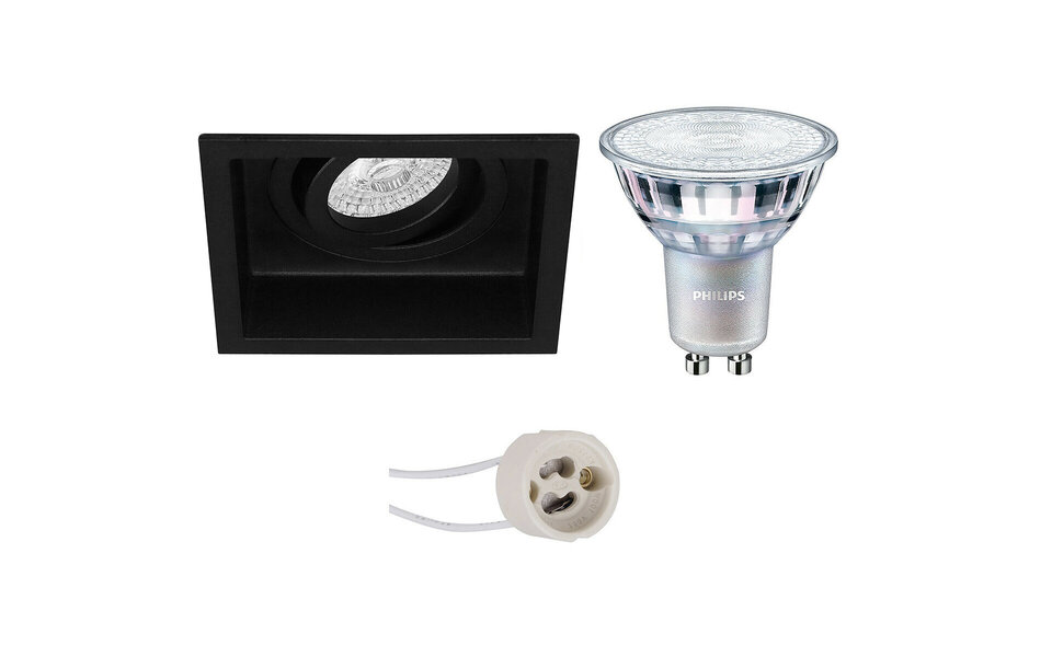 HLW LED 7W LED Spotlight Set - Tiltable Square Recessed Spotlight Matte Black - Dimmable & Warm White HLW LED 7W LED Spotlight Set - Tiltable Square Recessed Spotlight Matte Black - Dimmable & Warm White