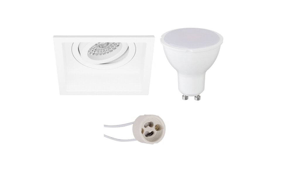 HLW LED Dimmable 6W LED Spotlight Set - Square Tiltable Recessed Spotlight Matte White 4200K HLW LED Dimmable 6W LED Spotlight Set - Square Tiltable Recessed Spotlight Matte White 4200K