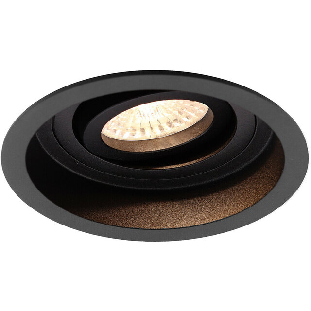 HLW LED 5W LED Spot Set - Kantelbare Ronde Inbouwspot Mat Zwart - GU10 HLW LED 5W LED Spot Set - Kantelbare Ronde Inbouwspot Mat Zwart - GU10