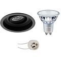 9W LED Spot Set - Tiltable Round Recessed Spotlight Matte Black - Dimmable White & Black Spotlight