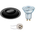 LED Spotlight Set 4W - Tiltable Round Recessed Spotlight Matte Black, Dimmable, GU10