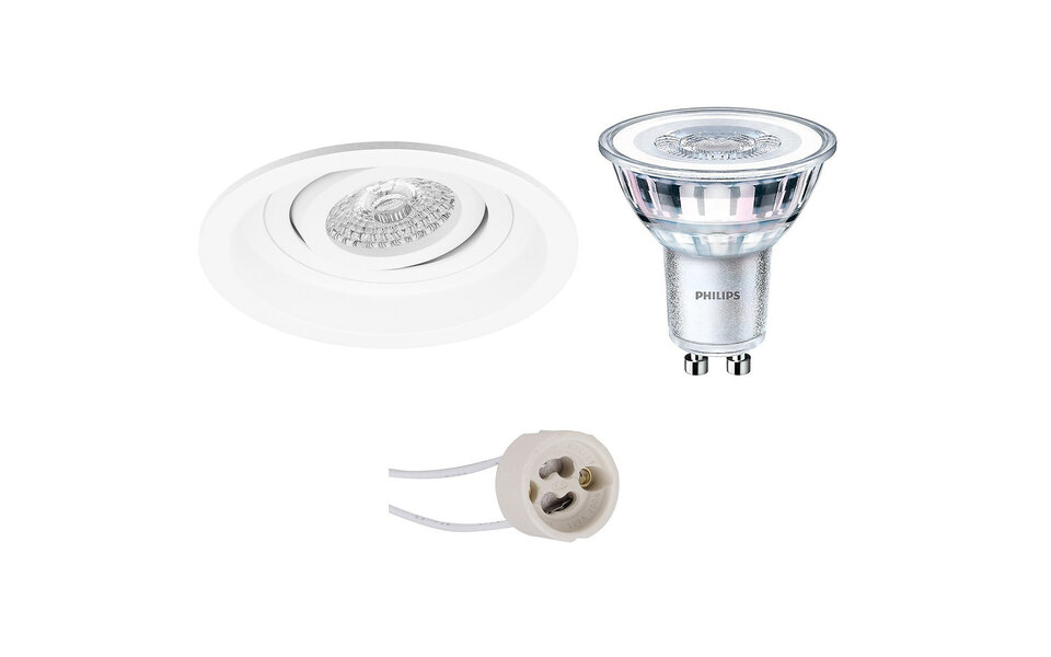 HLW LED LED Spot Set 5W - Tiltable Round Recessed Spot with GU10 Fitting, Matte White HLW LED LED Spot Set 5W - Tiltable Round Recessed Spot with GU10 Fitting, Matte White