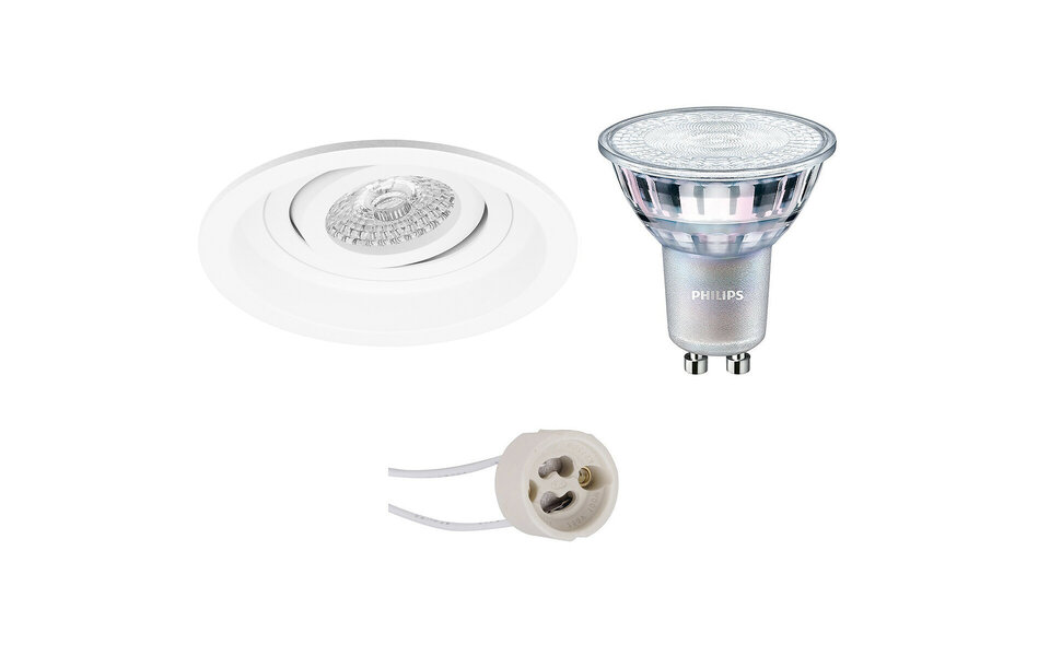 HLW LED Dimbare 9W LED Spot Set - Kantelbare Ronde Inbouwspot Mat Wit