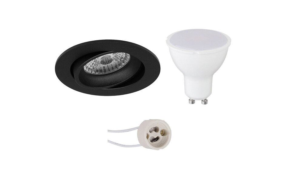 HLW LED 6W Dimmable LED Spot - Tiltable Round Recessed Spot Light Matte Black, Bright Cool White 6400K