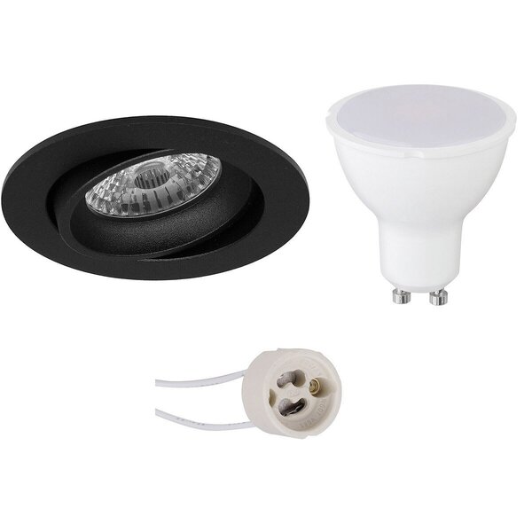 HLW LED 6W Dimbare LED Spot - Kantelbare Ronde Inbouwspot Mat Zwart, Helder Koud Wit 6400K HLW LED 6W Dimbare LED Spot - Kantelbare Ronde Inbouwspot Mat Zwart, Helder Koud Wit 6400K