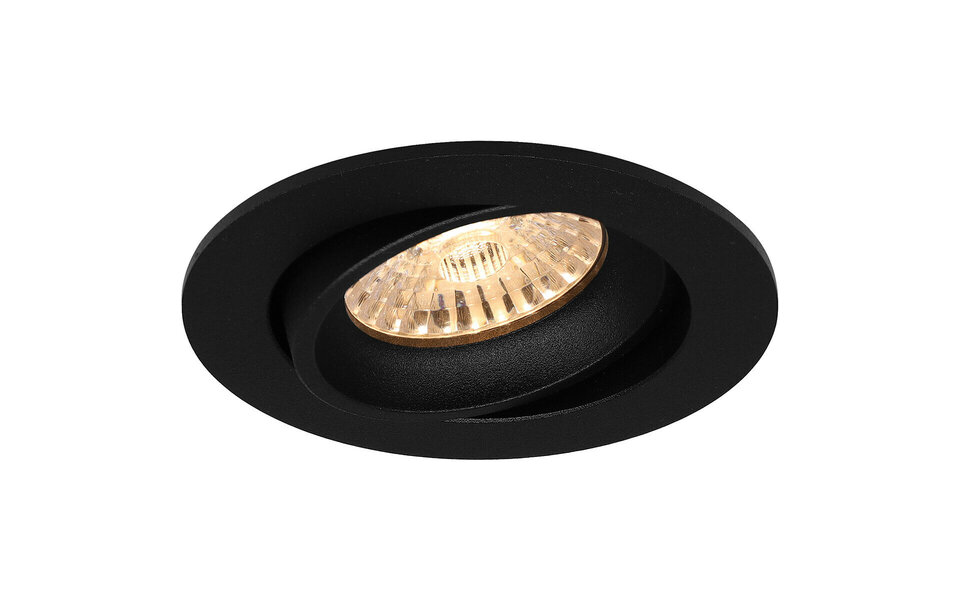 HLW LED Kantelbare 3W LED Inbouwspot - Ronde Dimbare Spot Mat Zwart GU10