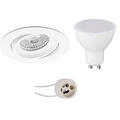 LED Spotlight Set 6W - Dimmable Round Recessed Spotlight Tiltable - Matte White Warm White LED Spotlight Set 6W - Dimmable Round Recessed Spotlight Tiltable - Matte White Warm White
