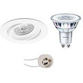 LED Spot Set - 3W Dimbare Kantelbare Ronde Inbouwspot Mat Wit Ø82mm