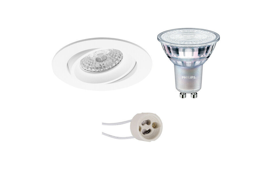 HLW LED Dimmable LED Spot Set - Round Tiltable Recessed Spotlight 7W LED Warm White