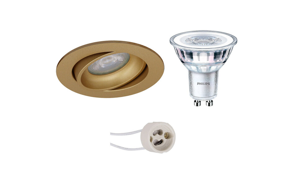 HLW LED LED Spot Set - Tiltable Round Spot Matte Gold 6W LED Recessed Spot Ø82mm HLW LED LED Spot Set - Tiltable Round Spot Matte Gold 6W LED Recessed Spot Ø82mm