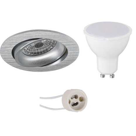 LED Spot Set 6W - Dimbare Kantelbare Ronde Inbouwspot - Mat Zilver Witte Spot LED Spot Set 6W - Dimbare Kantelbare Ronde Inbouwspot - Mat Zilver Witte Spot