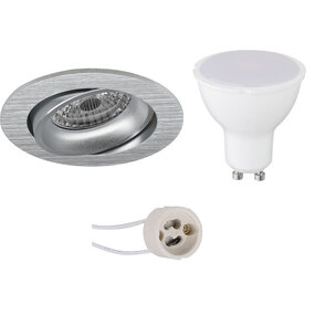 LED Spot 6W Dimbaar Kantelbaar GU10 4200K Geborsteld Zilver LED Spot 6W Dimbaar Kantelbaar GU10 4200K Geborsteld Zilver