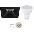 Dimbare 6W LED Spot Set - Vierkante Inbouwspot Mat Zwart - GU10 Fitting