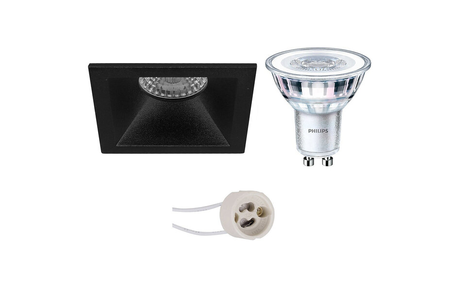 HLW LED LED Spotlight Set - Matte Black Square Recessed Spotlight 5W LED Warm White