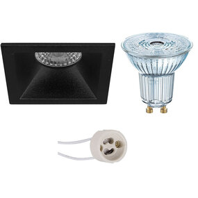 Dimbare 4W GU10 LED inbouwspot vierkant mat zwart 4000K Dimbare 4W GU10 LED inbouwspot vierkant mat zwart 4000K