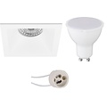Dimbare 6W LED Spot Set - Vierkante Inbouwspot Mat Wit met GU10 Fitting
