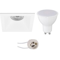 Dimmable 6W LED GU10 recessed spotlight square matte white 390lm