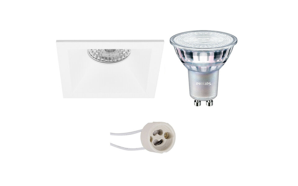 HLW LED LED Spot Set - Dimbare Vierkante Inbouwspot 7W - Mat Wit GU10 Fitting