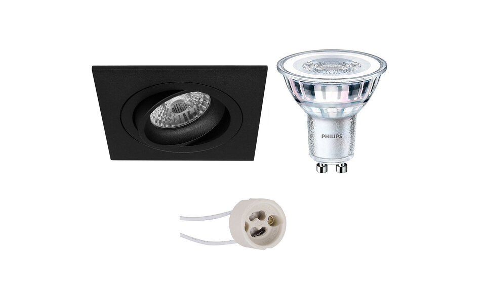 HLW LED Pragmi Borny Pro 3W LED Spot Set - Kantelbare Vierkante Inbouwspot Mat Zwart, Dimbaar & Warm Wit HLW LED Pragmi Borny Pro 3W LED Spot Set - Kantelbare Vierkante Inbouwspot Mat Zwart, Dimbaar & Warm Wit