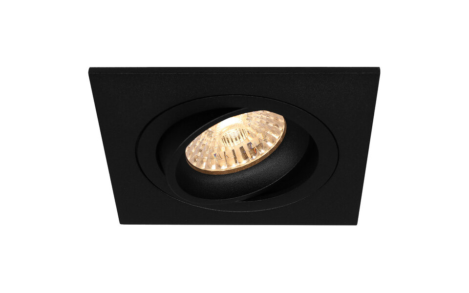 HLW LED LED Spot Set 3W - Tiltable Matte Black Square Recessed Spotlight - Natural White 4000K