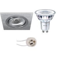LED inbouwspot vierkant 4W mat zilver GU10 dimbaar 3000K